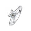 925 Silver 1ct 2ct Princess Cut Moissanite Ring