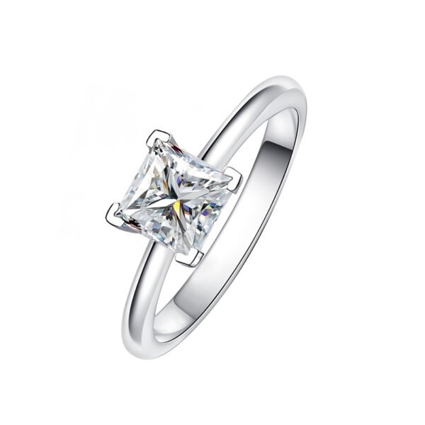925 Silver 1ct 2ct Princess Cut Moissanite Ring