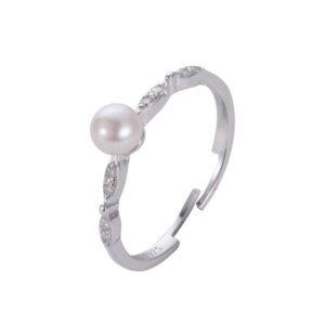 925 Silver Freshwater Pearl Adjustable Ring