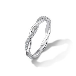 925 Sterling Silver Moissanite Twist Ring