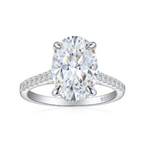 925 Sterling Silver 5ct Oval Cut Moissanite Ring