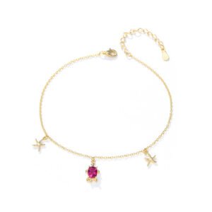 925 Silver Starfish Turtle Anklet