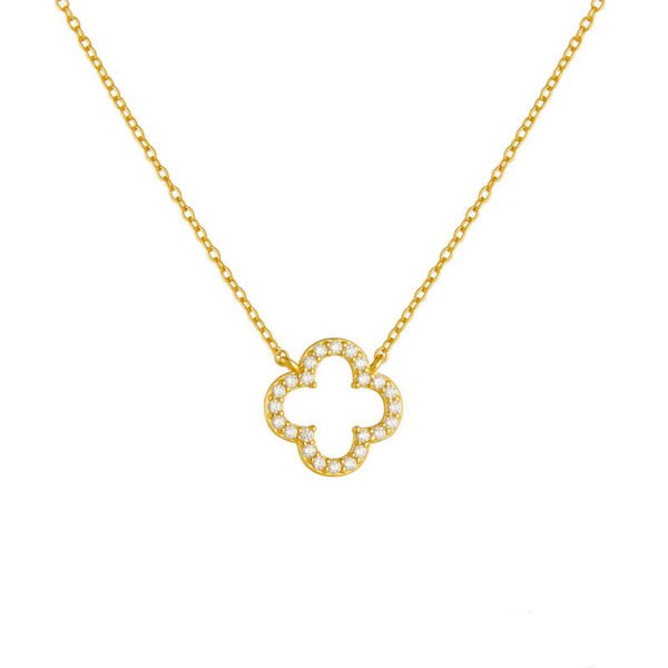 925 Silver Four Leaf Clover Cubic Zirconia Necklace