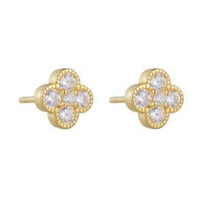 925 Silver Four-leaf Clover Stud Earrings