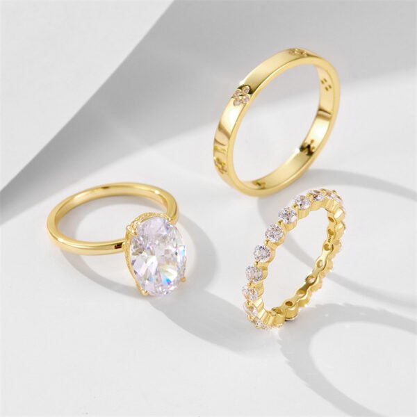 925 Silver Four Leaf Clover Cubic Zirconia Ring Set