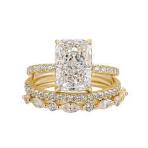 925 Silver Crushed Ice Cut Cubic Zirconia Engagement Ring Set