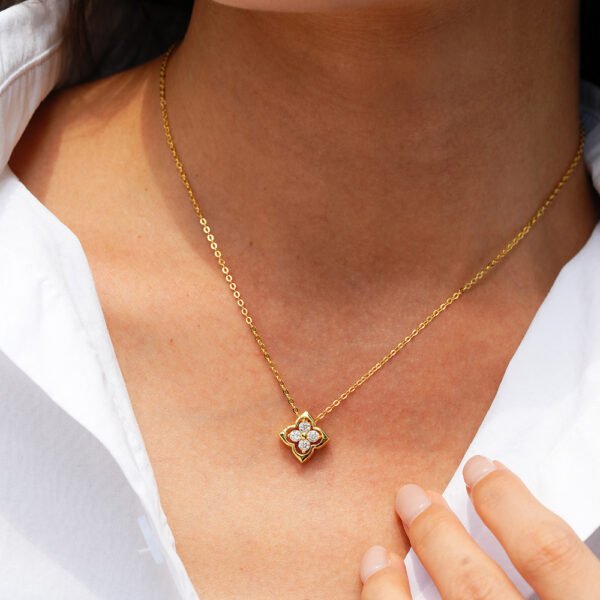 925 Silver Four Leaf Clover Moissanite Necklace