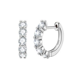 925 Sterling Silver 3mm Moissanite Hoop Earrings