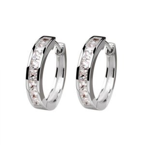 925 Silver Square Zircon Hoop Earring