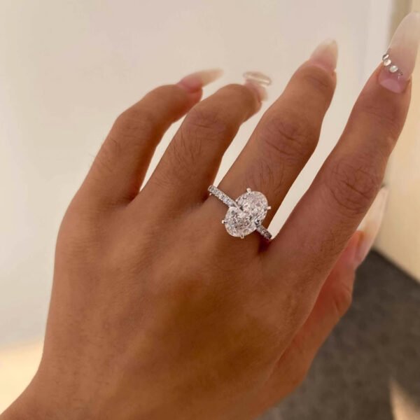 925 Sterling Silver 5ct Oval Cut Moissanite Ring