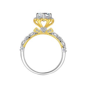 925 Sterling Silver 1ct Moissanite Two Tone Ring