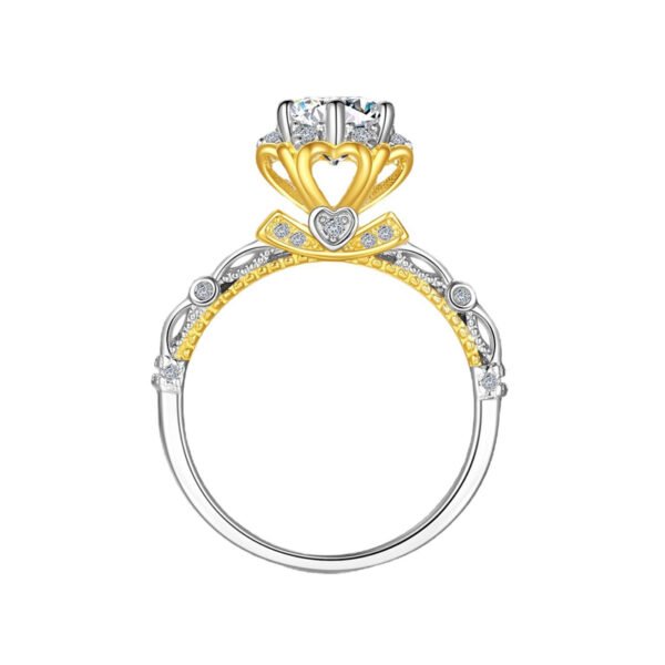 925 Sterling Silver 1ct Moissanite Two Tone Ring