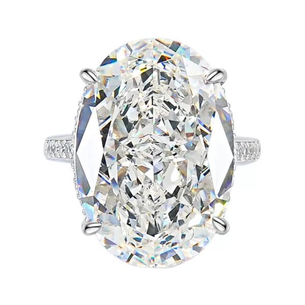 925 Silver 13x20mm Oval Zircon Engagement Ring