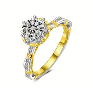 925 Silver 0.5ct Moissanite Two Tone Ring