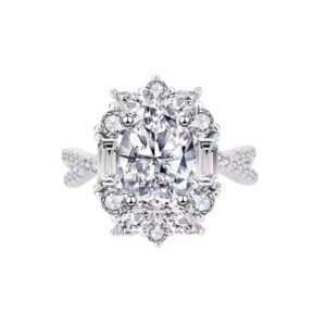 925 Silver 5x7mm Oval Cut Moissanite Ring