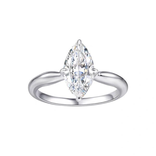 925 Silver 2ct Marquise Moissanite Solitaire Ring