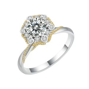 925 Silver 1ct Moissanite Two Tone Engagement Ring