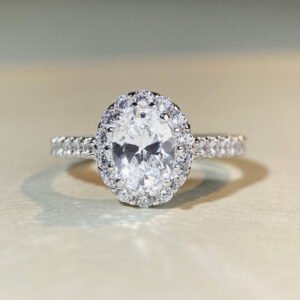 925 Sterling Silver 1.5ct Oval Cut Moissanite Eternity Ring