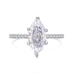 925 Silver Radiant Cut 8A Cubic Zirconia Marquise Ring