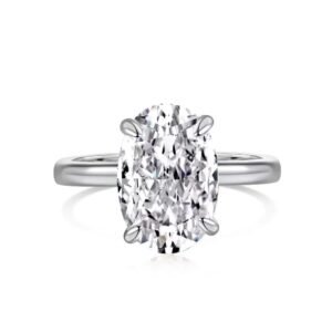 925 Silver Radiant Cut Oval 8A Cubic Zirconia Solitaire Ring