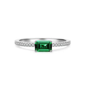 925 Sterling Silver Emerald Dainty Ring