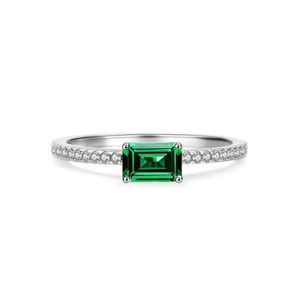 925 Sterling Silver Emerald Dainty Ring