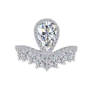 925 Sterling Silver Pear Cut Moissanite Engagement Ring