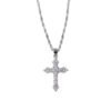 925 Silver Cross Pendant Necklace Wavy Chain