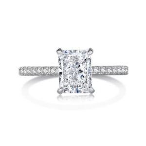 925 Silver Radiant Cut 6x8mm Square CZ Ring
