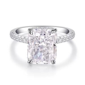 925 Silver Radiant Cut 8x10mm Square 8A CZ Ring