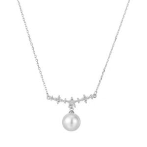 925 Sterling Silver Flower Pearl Necklace