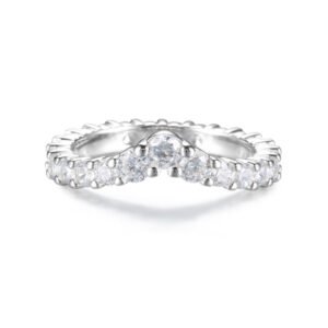 925 Sterling Silver V Shaped Eternity Ring