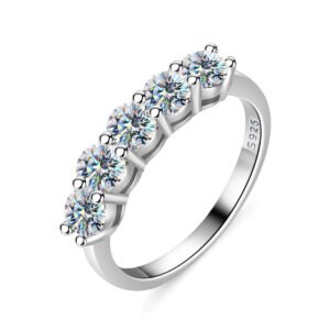 925 Silver 4mm Moissanite 5 Stone Ring