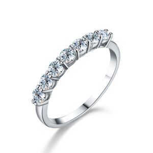925 Silver 3mm Moissanite 7 Stone Ring