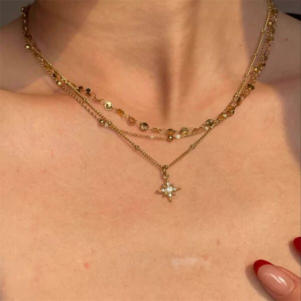 Stainless Steel Star of David Layered Necklace