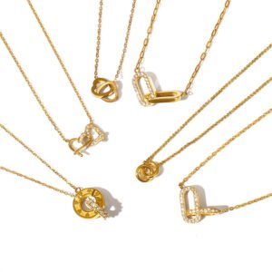 Stainless Steel Interlocking Double Rings Necklace