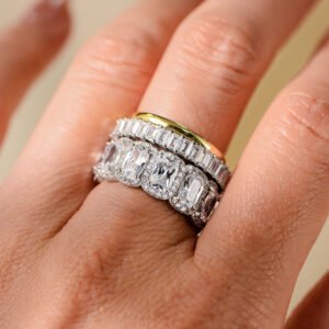 925 Silver Square Cubic Zirconia Ring Set