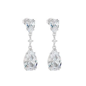 925 Silver Cubic Zirconia Teardrop Earrings