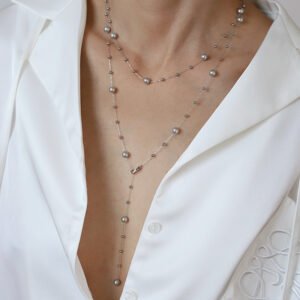 Stainless Steel Grey Pearl Necklace