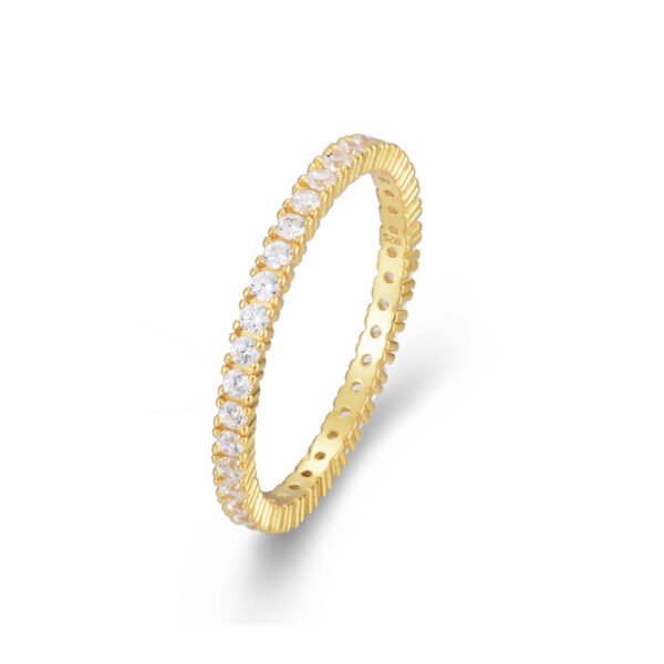 925 Silver 2mm 5A Zircon Dainty Ring