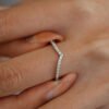 925 Silver Moissanite V Shaped Ring
