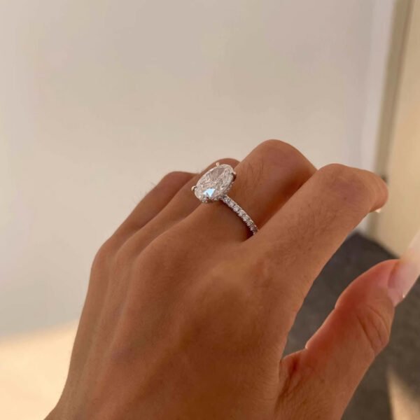 925 Sterling Silver 5ct Oval Cut Moissanite Ring