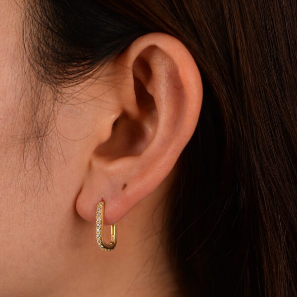 925 Silver Square Hoop Cubic Zirconia Earrings