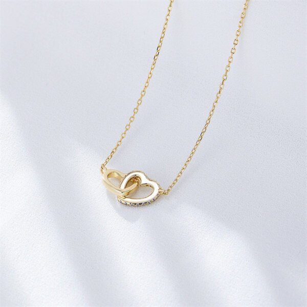 925 Silver Interlocking Hearts Necklace