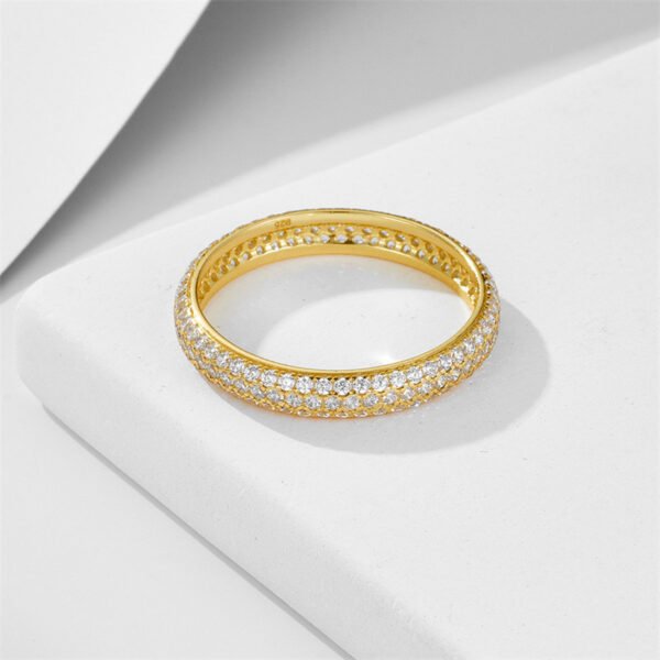 925 Silver Three Row Cubic Zirconia Ring