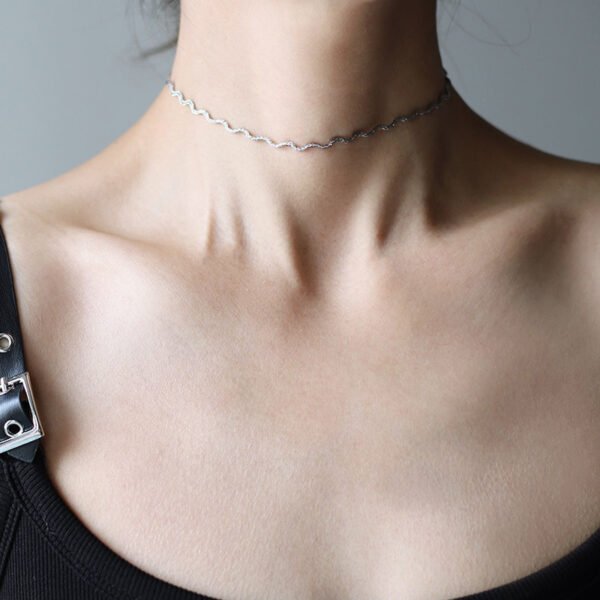 Stainless Steel Wave Choker Necklace