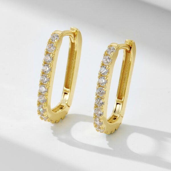 925 Silver Square Hoop Cubic Zirconia Earrings