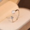 925 Silver Freshwater Pearl Adjustable Ring