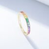 925 Silver Square Cubic Zirconia Rainbow Ring