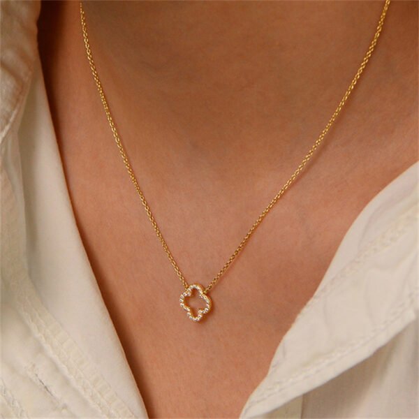 925 Silver Four Leaf Clover Cubic Zirconia Necklace